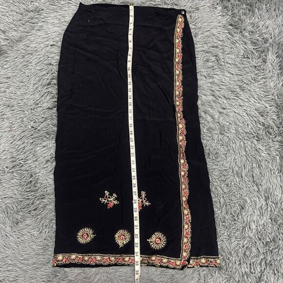 Chicos Design Wrap Embroidered Black Skirt with Gold and Red Accents Size 1 (8) - Picture 4 of 8
